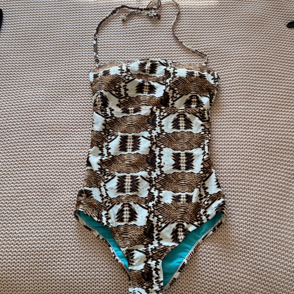 Kensie Brown Snake-Print One-Piece Swimsuit